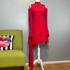 Alexis Alia Red Cold Shoulder Asymmetrical Mini Dress NEW
